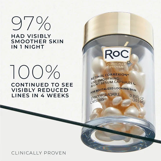 RoC, Retinol Correxion, Line Smoothing Night Serum Capsules, 30 Biodegradable Capsules